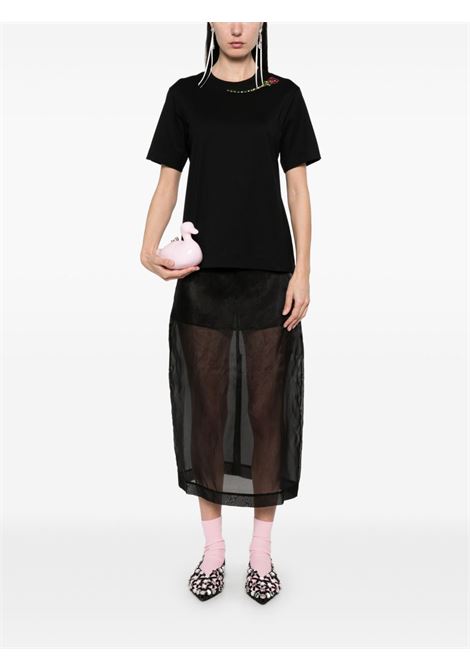 Black flower-embellished T-shirt Simone Rocha - women SIMONE ROCHA | 5342B0553BLKRDMLT